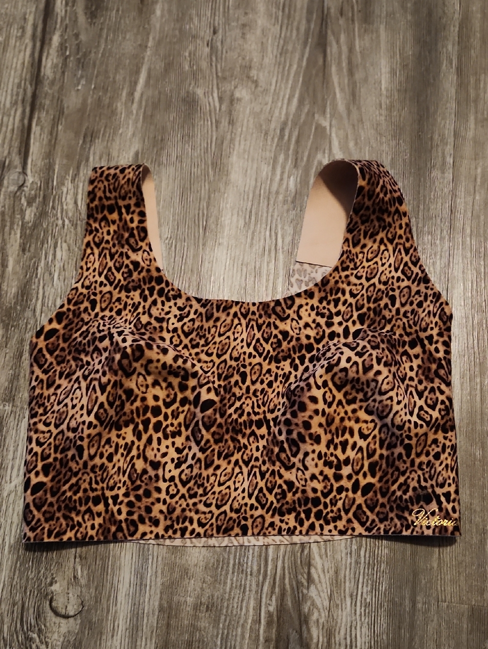 Victoria's Secret Leopard Print Scoop Crop Top - Tan & Black